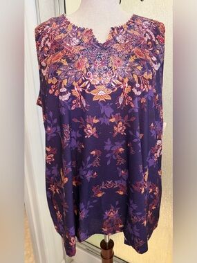 Catherines Purple Floral Tank with Embellished Neckline 2X petite $15